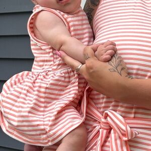 Mommy & Me Pink Striped Dress For Baby
